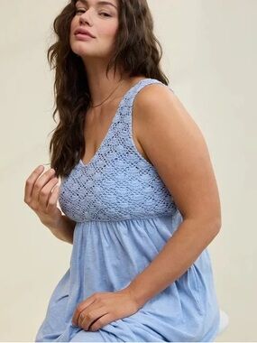 Aerie crochet maxi dress in ocean sky